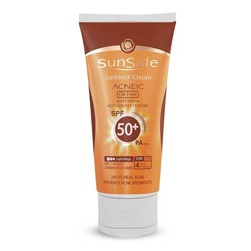 کرم ضد آفتاب SPF50 فاقد چربی مناسب پوست چرب و آکنه ای (بژ روشن)